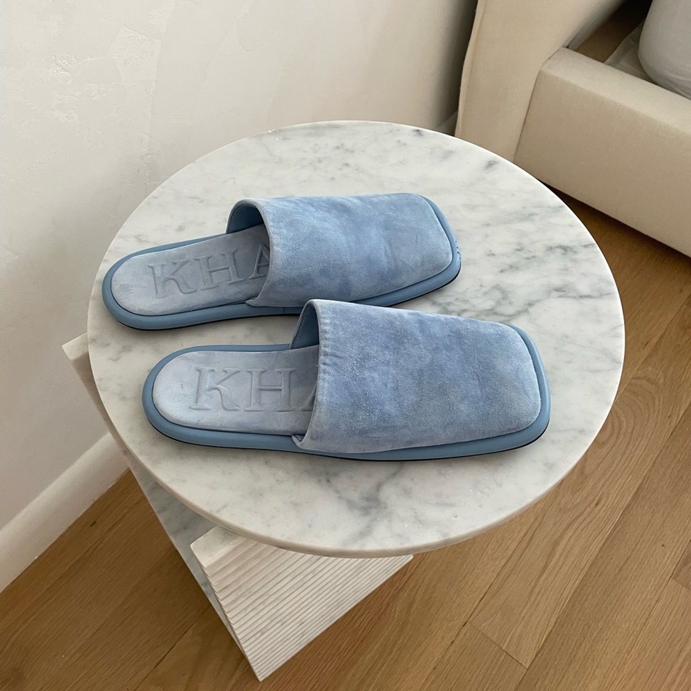 Khaite Monaco suede slides in size 36